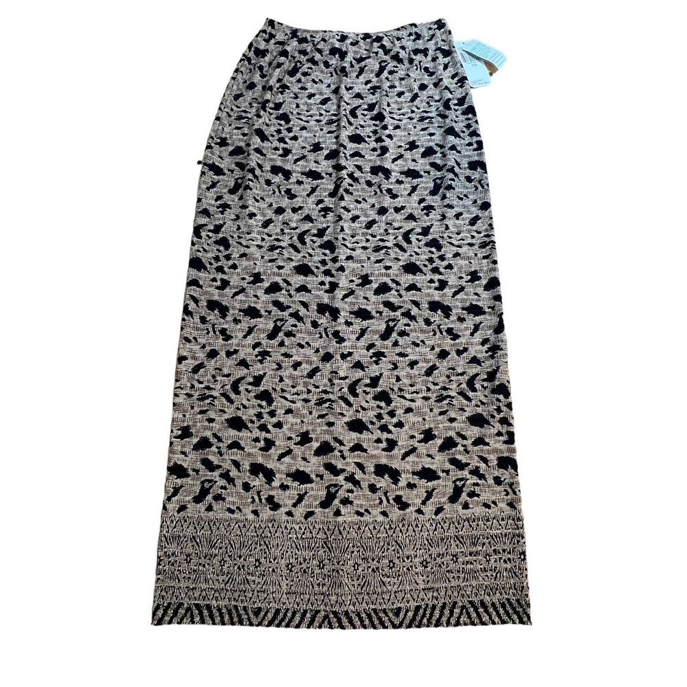 Pleat Pleat By Rafael Maxi Skirt Womens‎ P/M Beige Animal Print NWT Boho Chic